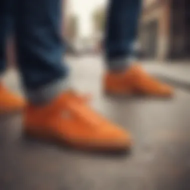 Group of skateboarders wearing Puma Suede Classic Orange