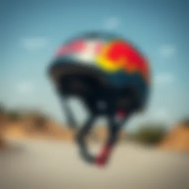 Illustration of safety features in the Red Bull skate helmet