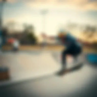 Skater wearing a Red Bull helmet during a trick at a skate park