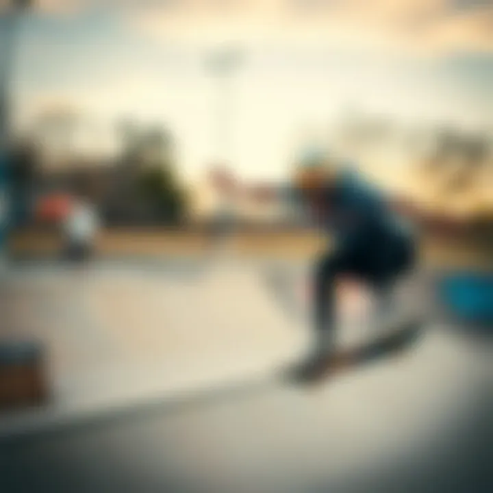 Skater wearing a Red Bull helmet during a trick at a skate park