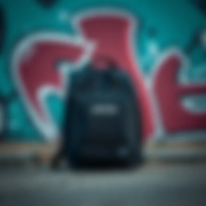 Stylish RVCA laptop bag against a graffiti wall