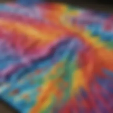 Close-up of unique tie dye patterns on fabric