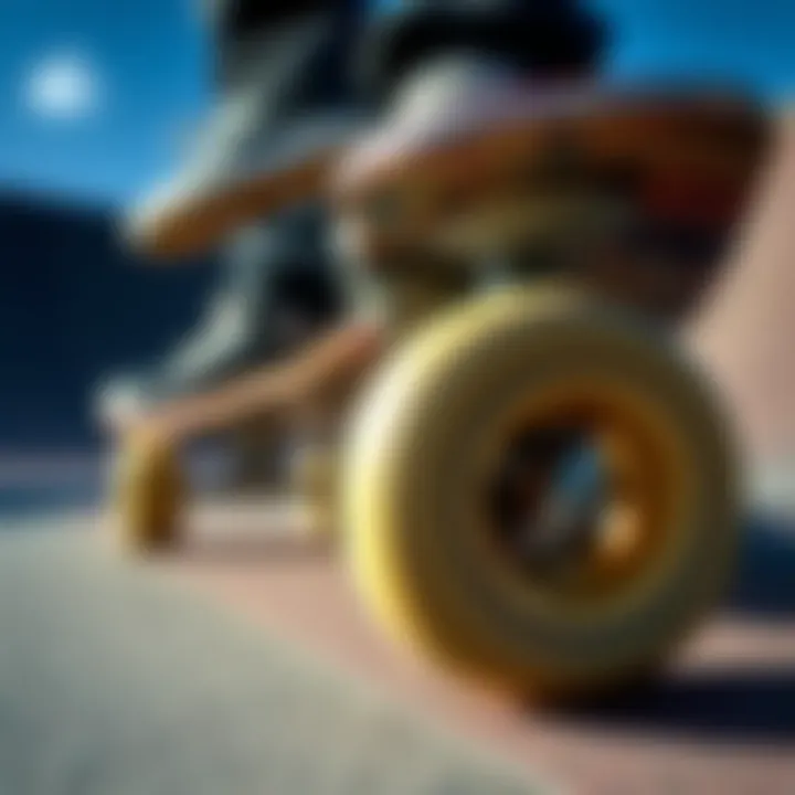 The Mechanics of Performance: Skateboard Wheels A close-up of skateboard wheels on a ramp