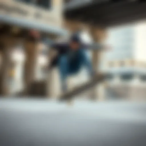 A skateboarder executing a trick in an urban environment
