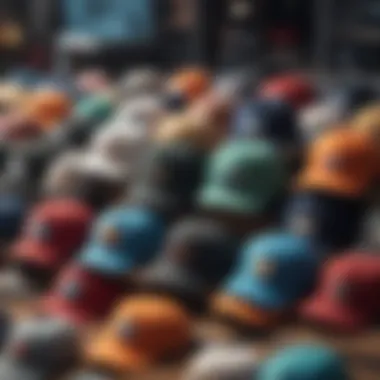 Showcasing various dad hats on a stylish background