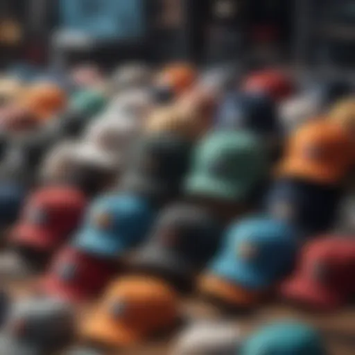 Showcasing various dad hats on a stylish background