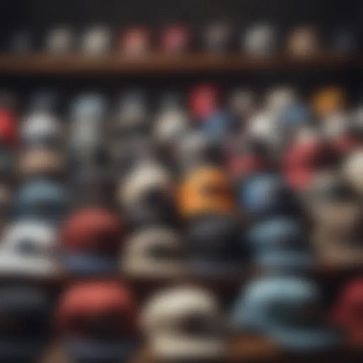 Different sizes and fits of dad hats displayed together