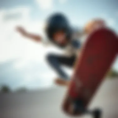 Skateboarder wearing the Triple Eight Sweatsaver Helmet while performing a trick.