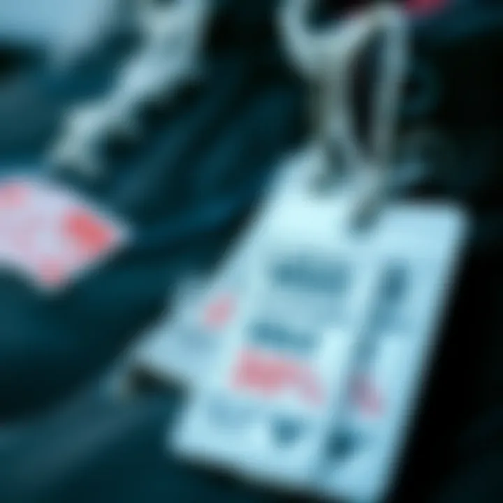Price tags showing Vans clothing discounts