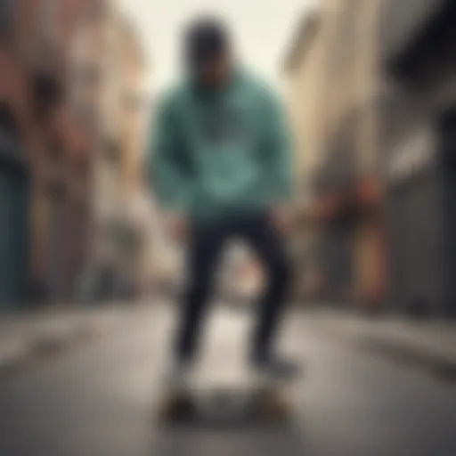 A stylish Vans pullover crew displayed on a skateboard