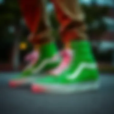 Cultural representation of Vans Sk8 Hi Green Suede in skateboarding