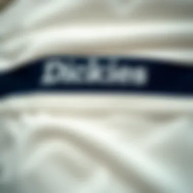 Close-up of the fabric texture of white Dickies