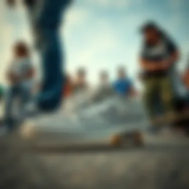 A group of skateboarders wearing Zebra Vans Old Skool