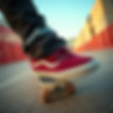 Styling options for maroon suede Vans paired with skate attire