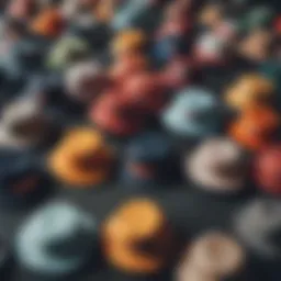 Vintage skateboarding bucket hats displayed with vibrant patterns