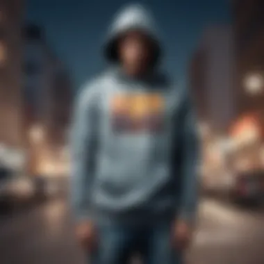 Skateboarder wearing a unique urban hoodie style