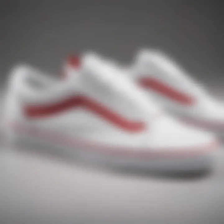 Close-up of the Vans Old Skool White Red Stripe highlighting its materials