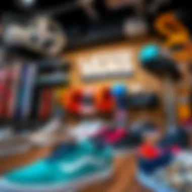 Vans Shoes and Skate Gear Display Vans shoes displayed with various skate gear