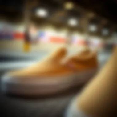 Detailed View of Beige Vans Slip-Ons Close-up of beige Vans Slip-Ons