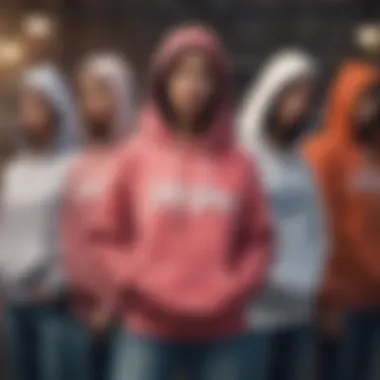 Group of skateboarders showcasing hoodies