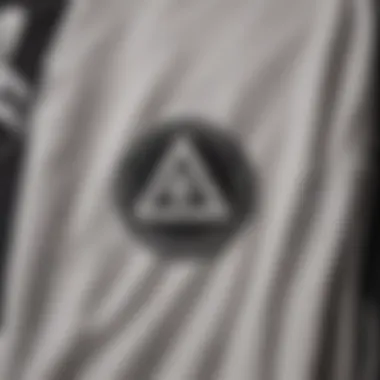 A close-up of Volcom logo on a sweatshirt emphasizing brand identity