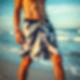 Stylish Volcom swim trunks showcased on a beach