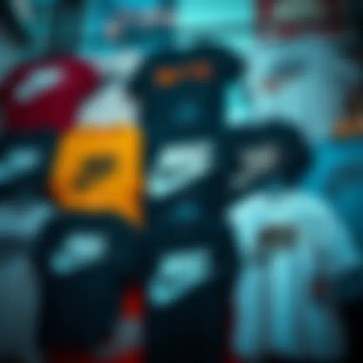 A collage of various Nike graphic tees displayed in a modern urban setting, emphasizing cultural relevance.