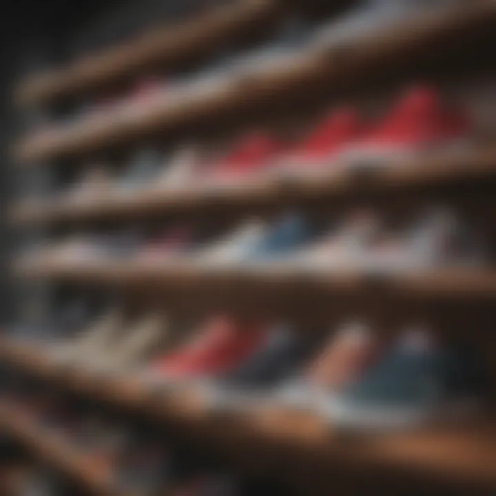 Close-up of popular Etnies models displayed on a shelf