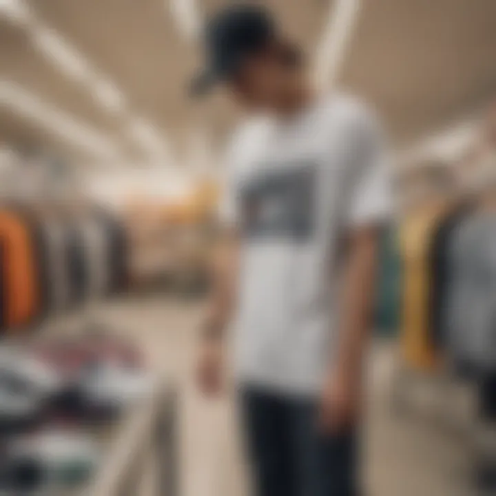 A person browsing oversized tees on an e-commerce site