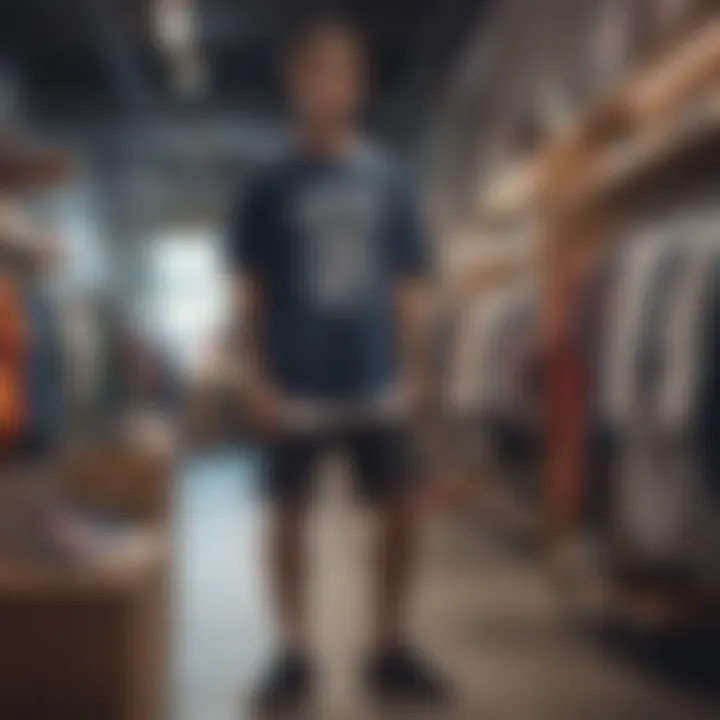 Stylish oversized tees arranged in a retail store