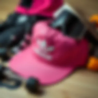 Styling the Pink Adidas Hat with Skate Gear Flat lay of pink Adidas hat alongside skate gear