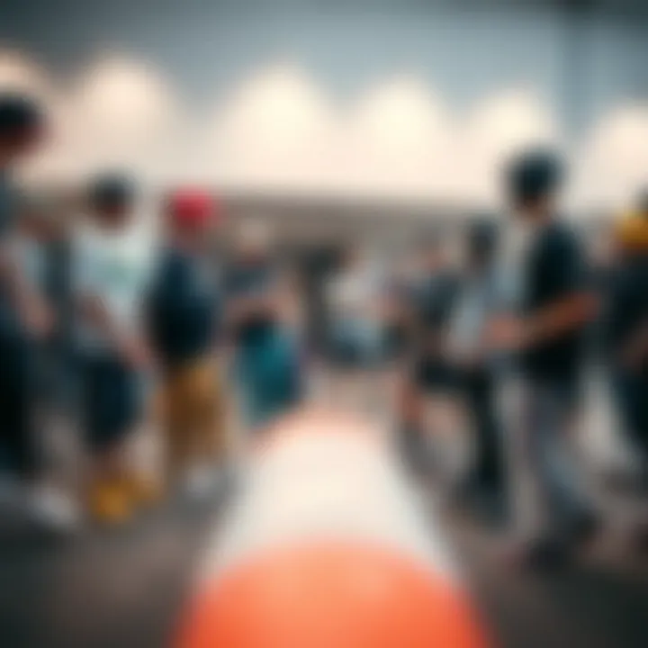 A diverse group of skaters discussing their experiences with GPro skates at a skateboarding event