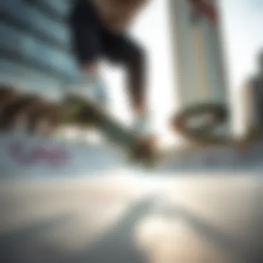 Skater performing tricks with GPro skates in an urban skate park