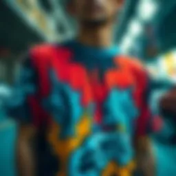 Vibrant graphic shirt showcasing urban art