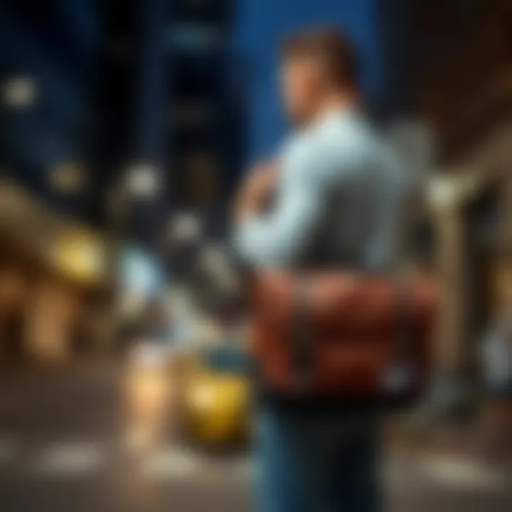 Herschel Lane Messenger Bag in urban setting