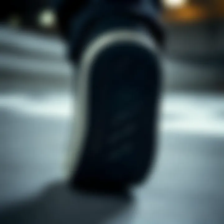 Close-up of the sole of high lugged black Converse shoes