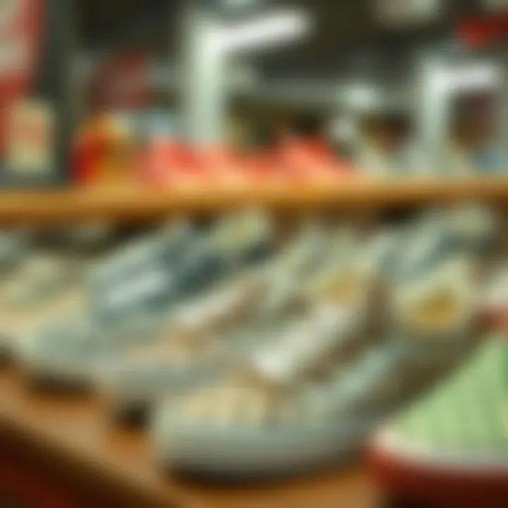 Historical Display of Checkered Slip-On Sneakers A historical display of different styles of checkered slip-on sneakers over the years