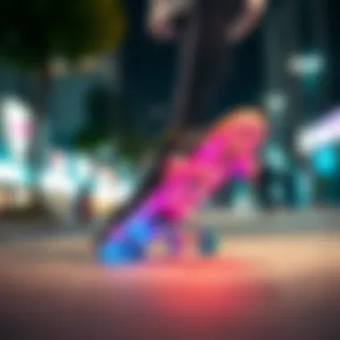 Performance in Action: Holographic Impala Skates Dynamic shot of a skater using holographic Impala skates on an urban street