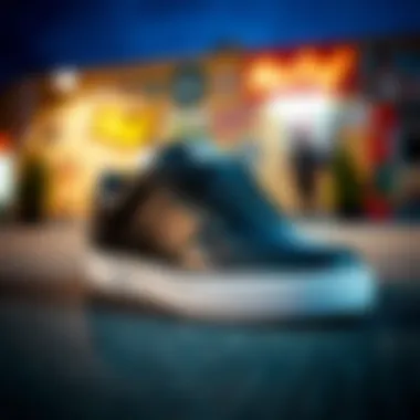 HUF Skate Shoes in Skateboarding Culture An artistic representation of HUF skate shoes within a skateboarding culture backdrop