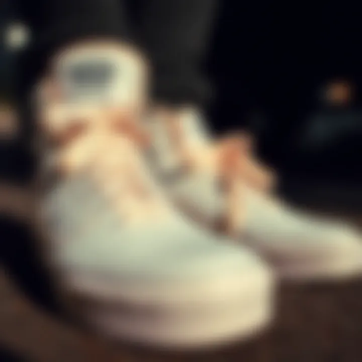 Elegant Design of Ladies White Vans Detailed close-up of ladies white Vans showcasing their design