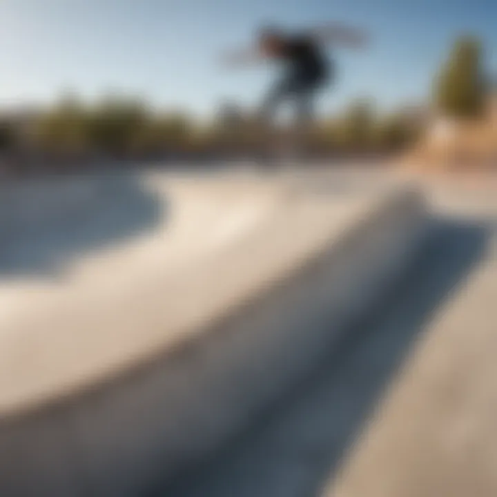 Skaters performing tricks on the half-pipe structure at the park.