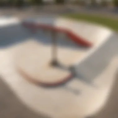 A close-up of the skatepark's safety features and signage.