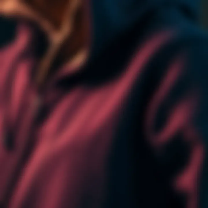 Close-up of fabric textures showcasing hoodie layering