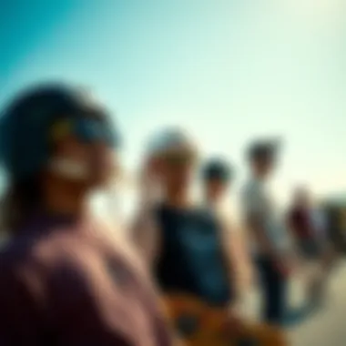 A group of skateboarders enjoying a sunny day, all wearing Lesmore sunglasses.