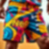 Close-up of Neff Ducky shorts showcasing vibrant colors and unique patterns