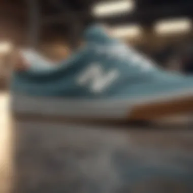 Close-up of New Balance skate shoe sole showcasing grip and durability