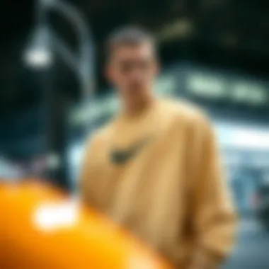 Urban Style with Nike Essential Sweatshirt Stylish urban setting showcasing the versatility of the Nike Essential Sweatshirt