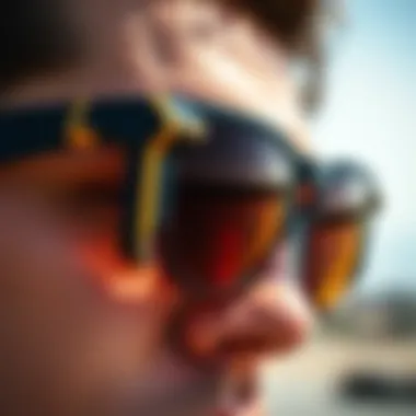 Detail of Oakley Breadbox Frame Design Close-up of Oakley Breadbox sunglasses highlighting their unique frame design.