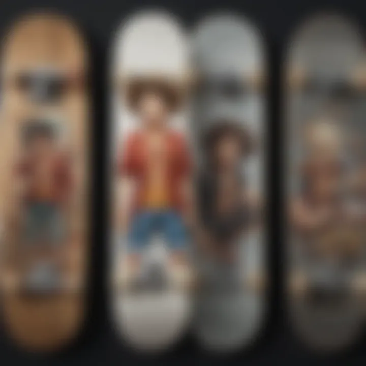 A comparison of different One Piece skateboard models highlighting their features