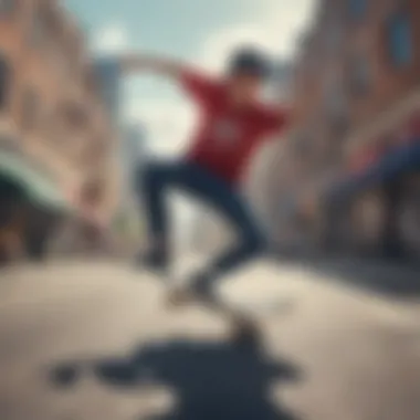 A skater performing tricks on a One Piece skateboard in an urban setting